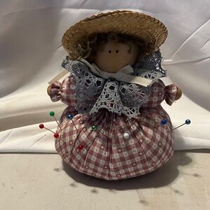 Hand made n crafted sweet girl lace n gingham pin cushion. Perfect condition